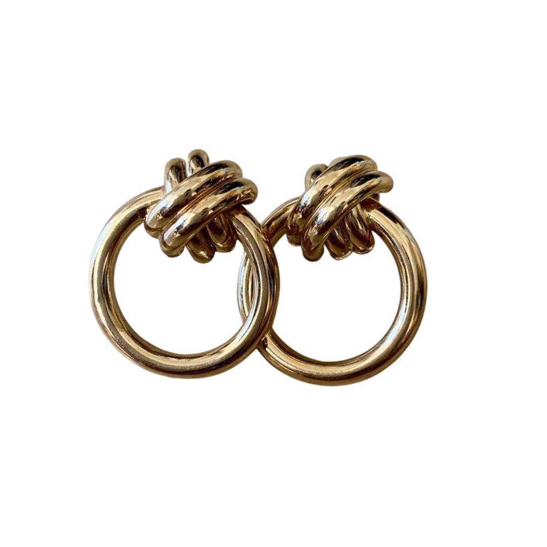 14K Yellow Gold Knot Hoops