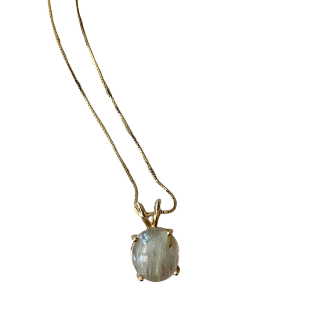 14K Yellow Gold Brazillian Quartz Necklace