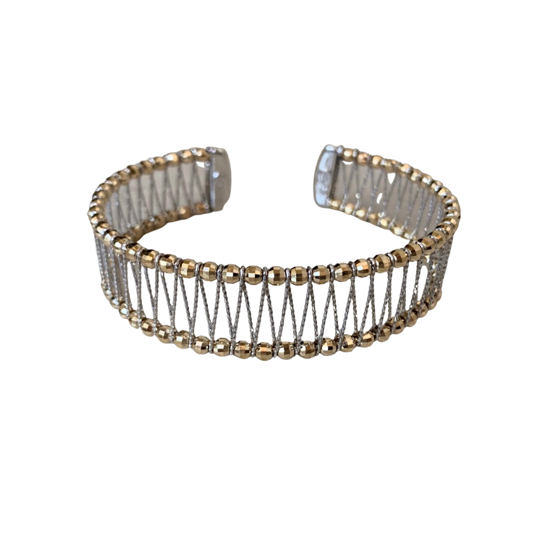 14K Two Tone Gold Weaved Bangle