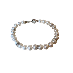 14k White Gold Pearl Bracelet