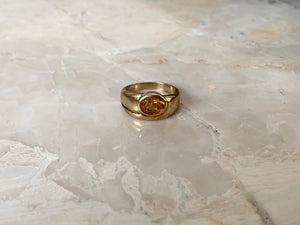 14K Pretty Yellow Gold Citrine Ring Oval Shape Ladies 6.5 Grams