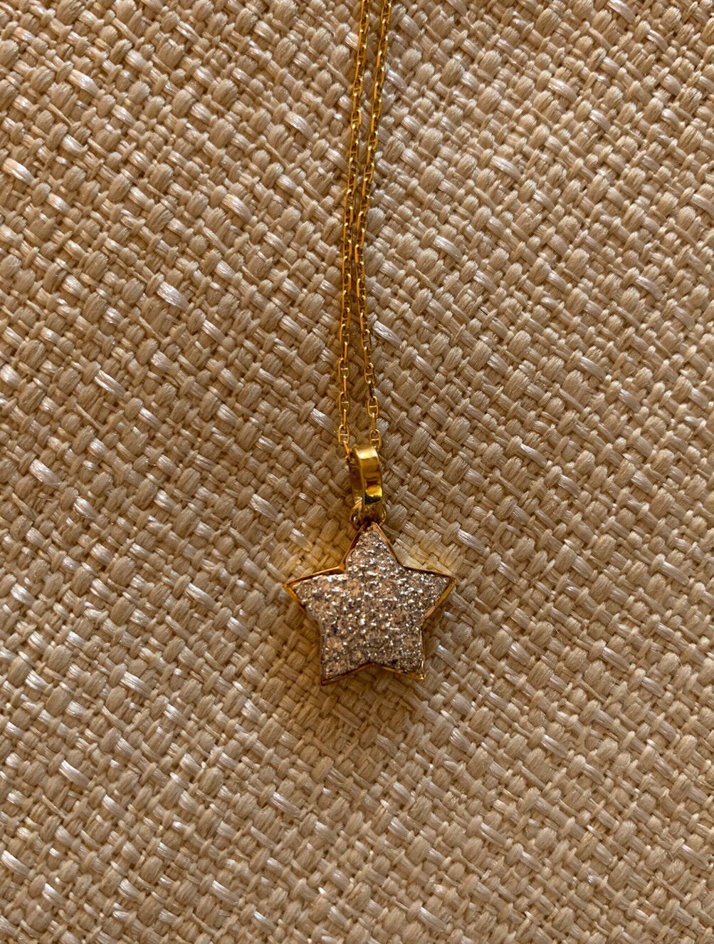14K Pretty Yellow Gold Link Chain With Diamond Star Pendant 0.58 Cts