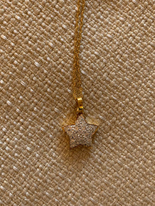 14K Pretty Yellow Gold Link Chain With Diamond Star Pendant 0.58 Cts