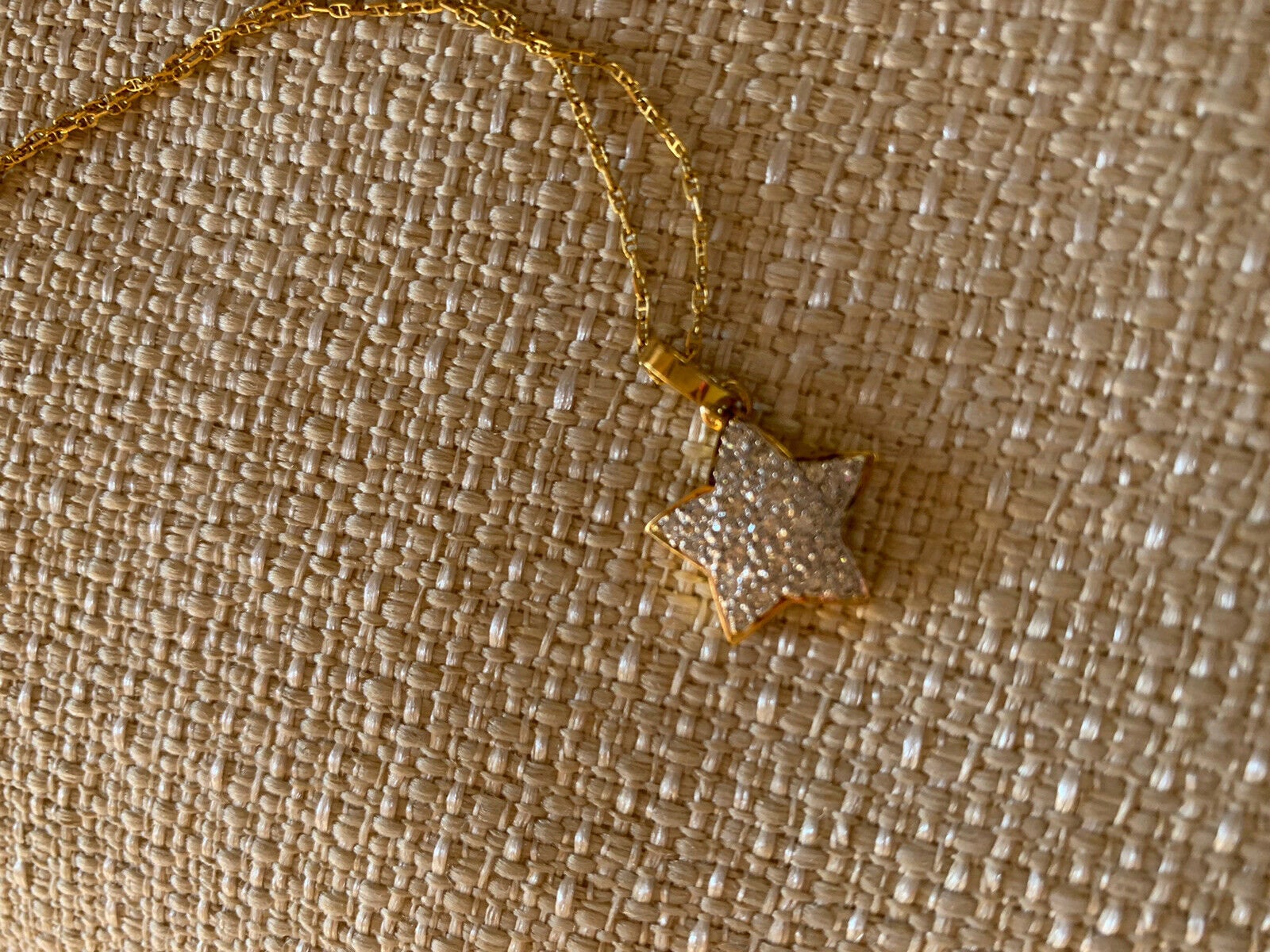 14K Pretty Yellow Gold Link Chain With Diamond Star Pendant 0.58 Cts