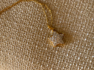 14K Pretty Yellow Gold Link Chain With Diamond Star Pendant 0.58 Cts
