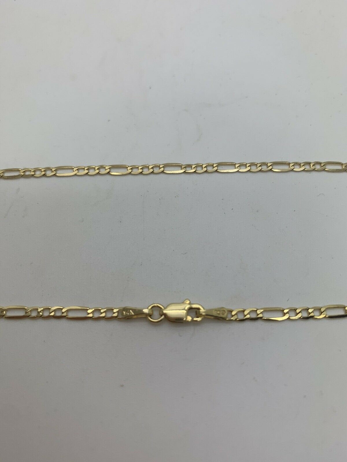 14K White Gold Elongated Figaro Chain 18 inches 4.1 grams made in Italy.