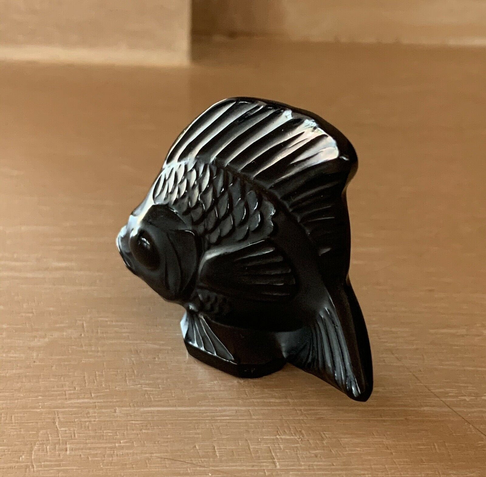 Lalique Cachet Poisson Unique Black Seal Fish Figurine w/Box BRAND NEW