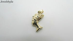 14K Pretty Yellow Gold 3-D Pendant of Queen Nefertiti Of Egypt 1 gram