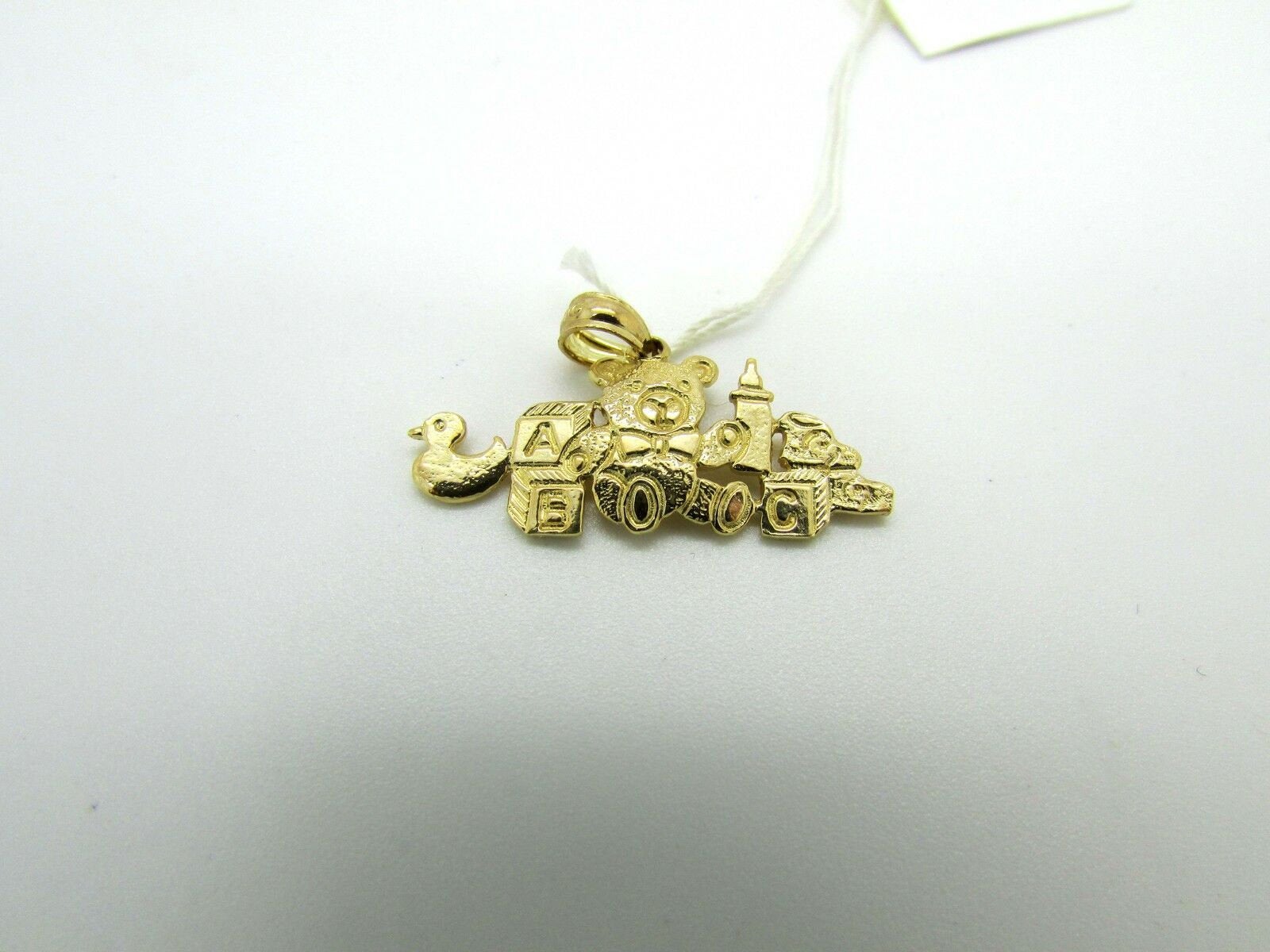 14K Yellow Gold Baby&#39;s ABC&#39;s Teddy bear charm/pendant 1.5 Grams