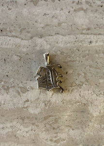 14K Yellow Gold Old English Large Initial B Pendant Gothic Style With 0.14 Cts Diamonds On Sale!