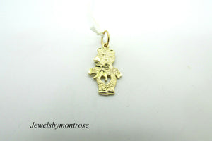 14K Yellow Gold Cute Teddy Bear Charm/Pendant 0.7 Grams