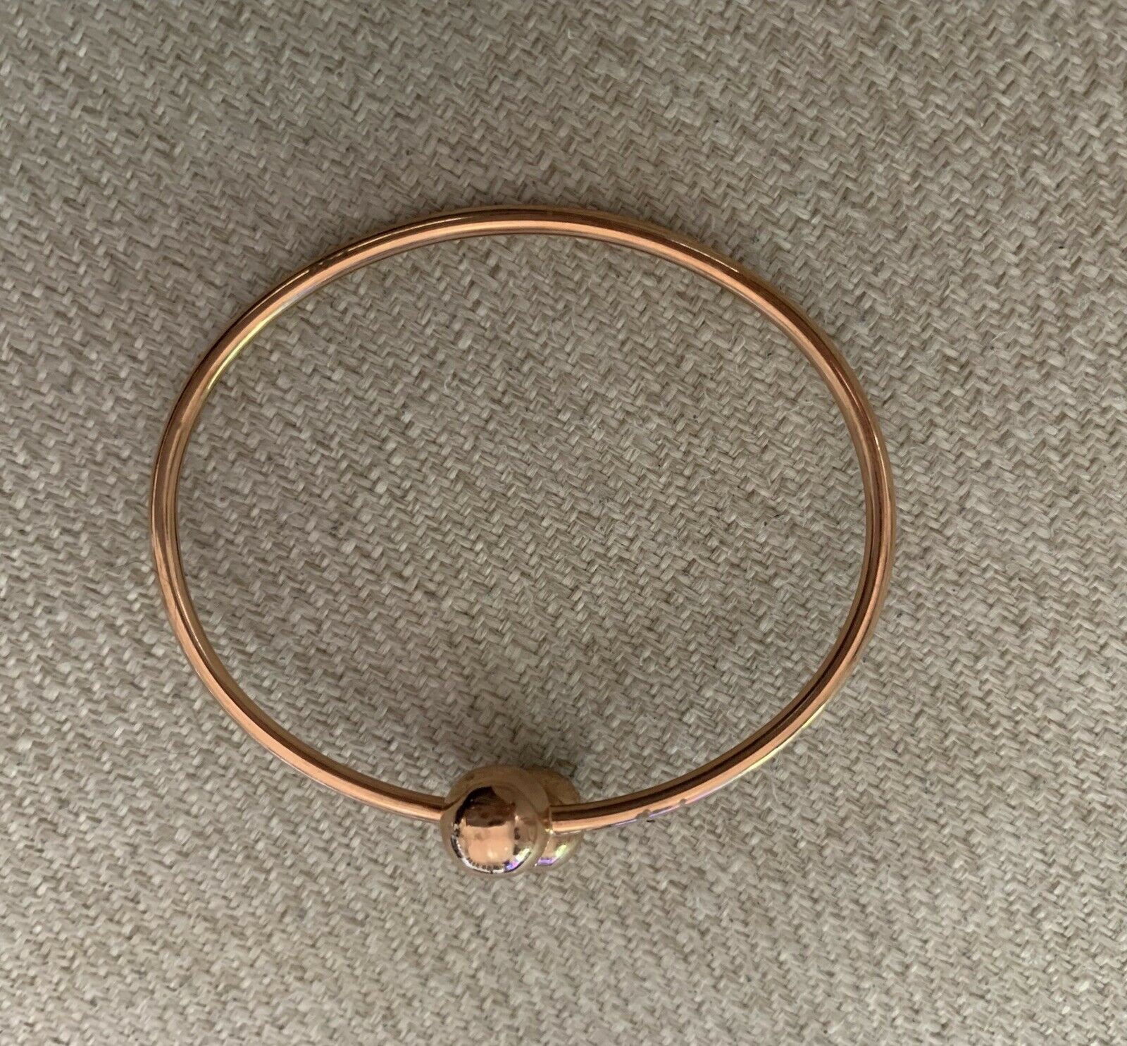 14K Pretty Rose Gold Polished Cuff Bracelet W/ 2 Balls Lined Up 6.8 Grams