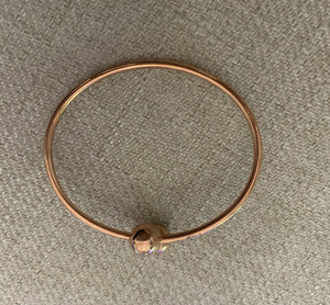 14K Pretty Rose Gold Polished Cuff Bracelet W/ 2 Balls Lined Up 6.8 Grams