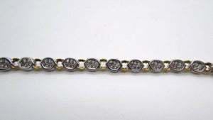 18K Two Tone Pretty Fancy Tennis Bracelet With Baguette Diamonds 4.92 Cts