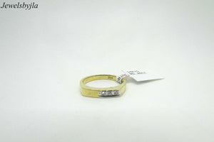 14K Ladies Yellow Gold Pretty Curved Ring With 3 Diamonds Size 6.75 3 Grams