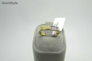 14K Ladies Yellow Gold Pretty Curved Ring With 3 Diamonds Size 6.75 3 Grams