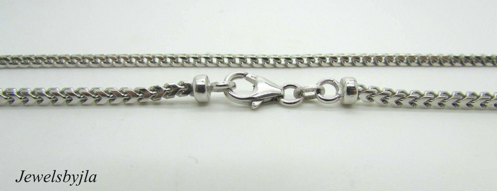 14K Shiny Pretty White Gold Square Foxtail Chain 17 Grams 18&quot; Italy