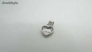 14K White Gold Cute Detailed Heart Charm/Pendant 0.9 Grams