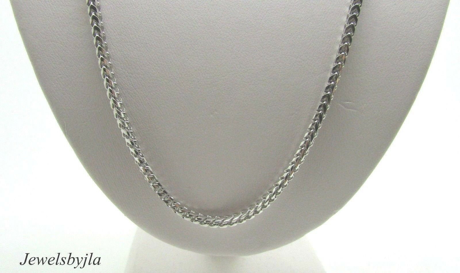 14K Shiny Pretty White Gold Square Foxtail Chain 17 Grams 18&quot; Italy