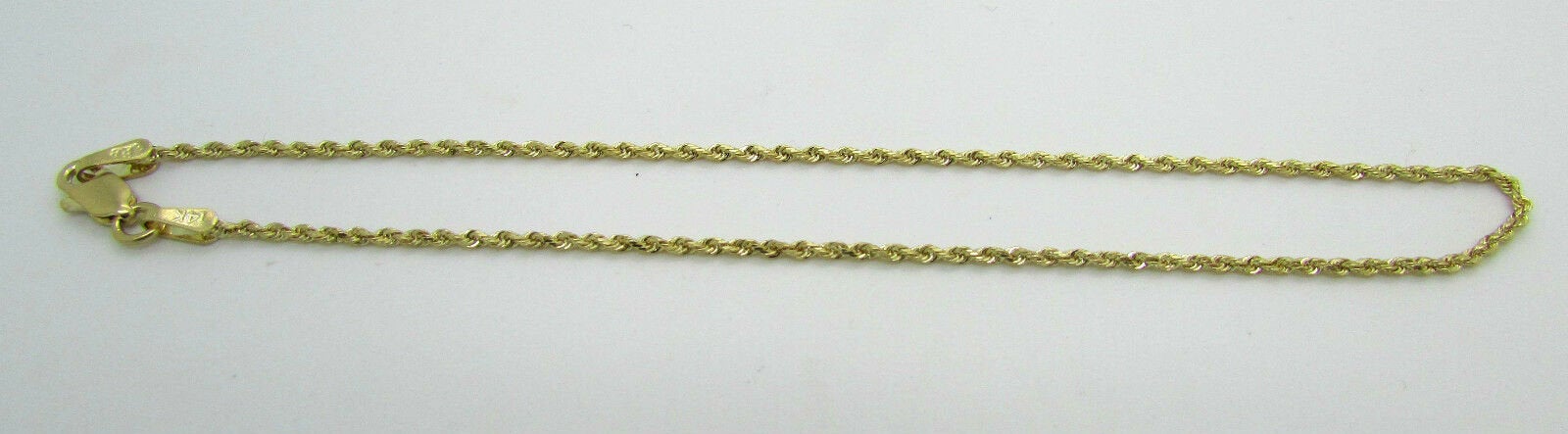 14K Pretty Yellow Gold Rope Chain Anklet 1.9 Grams 9 Inches Long 1Mm Wide