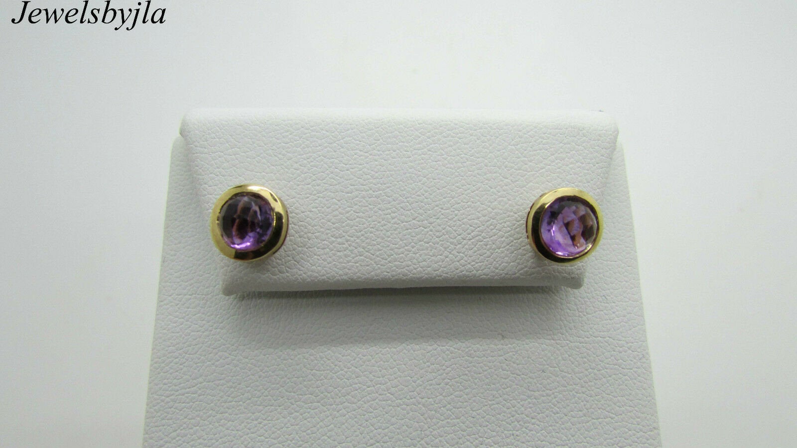 14K Pretty Yellow Gold Faceted Cabochon Puffed Amethyst Stud Earrings 1.92 Cts