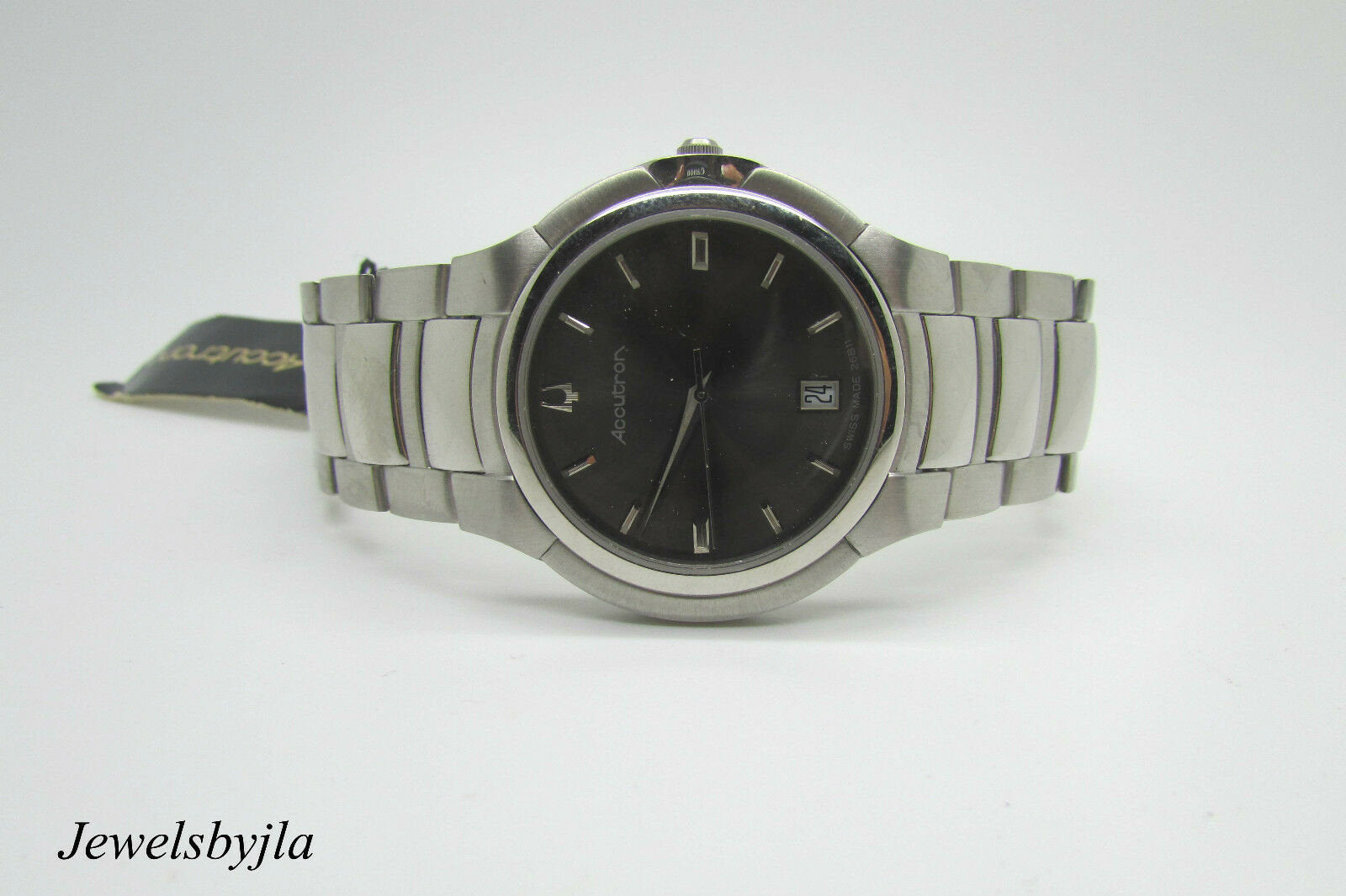 Accutron By Bulova 26B11 Stainless Steel Men&#39;s Watch Black Dial