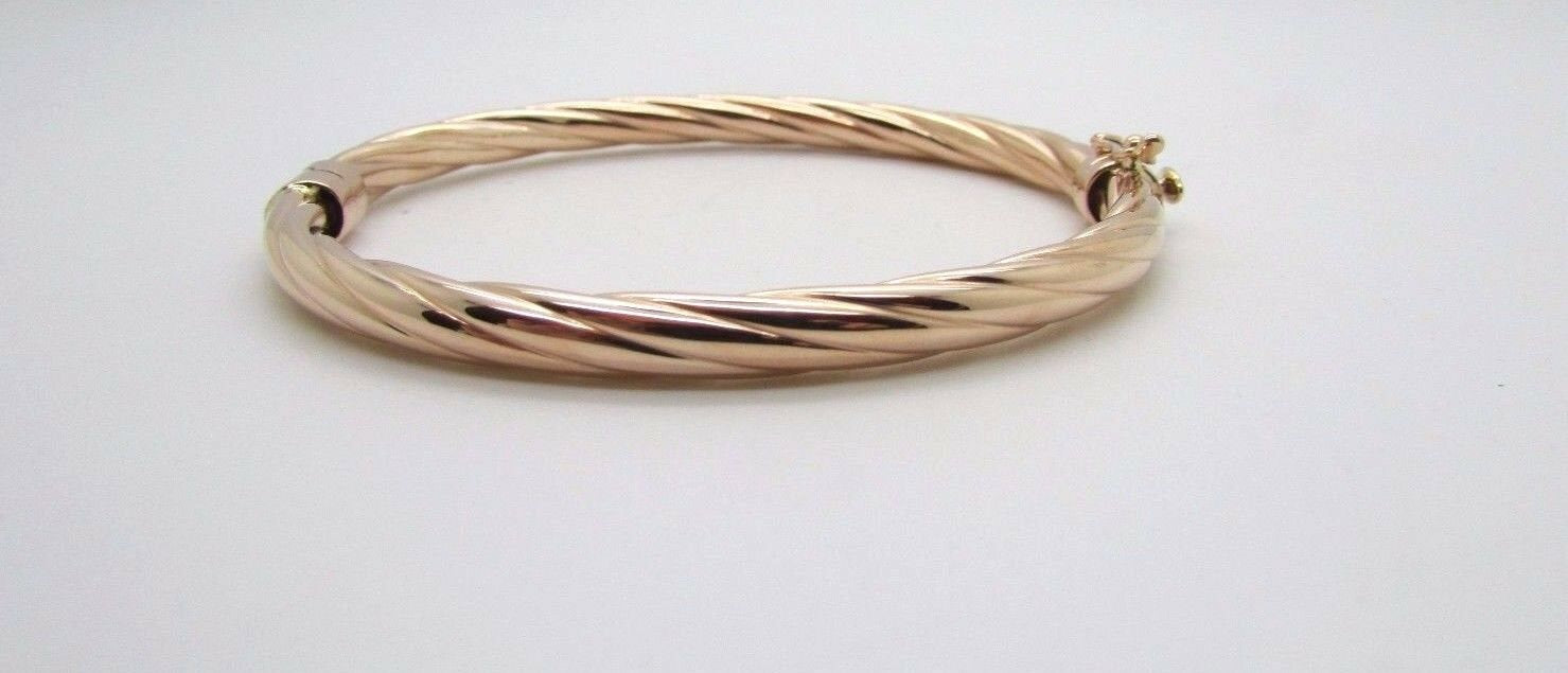 14K Pretty Rose Gold Thick Twisted Bracelet 8.3 Grams