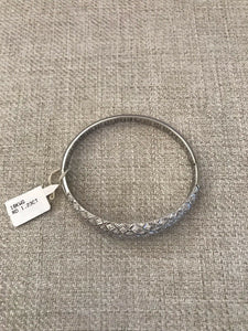 18K Pretty White Gold WomenS Thick Bracelet W/ Round Diamonds 1.35 Cts 28 Grams