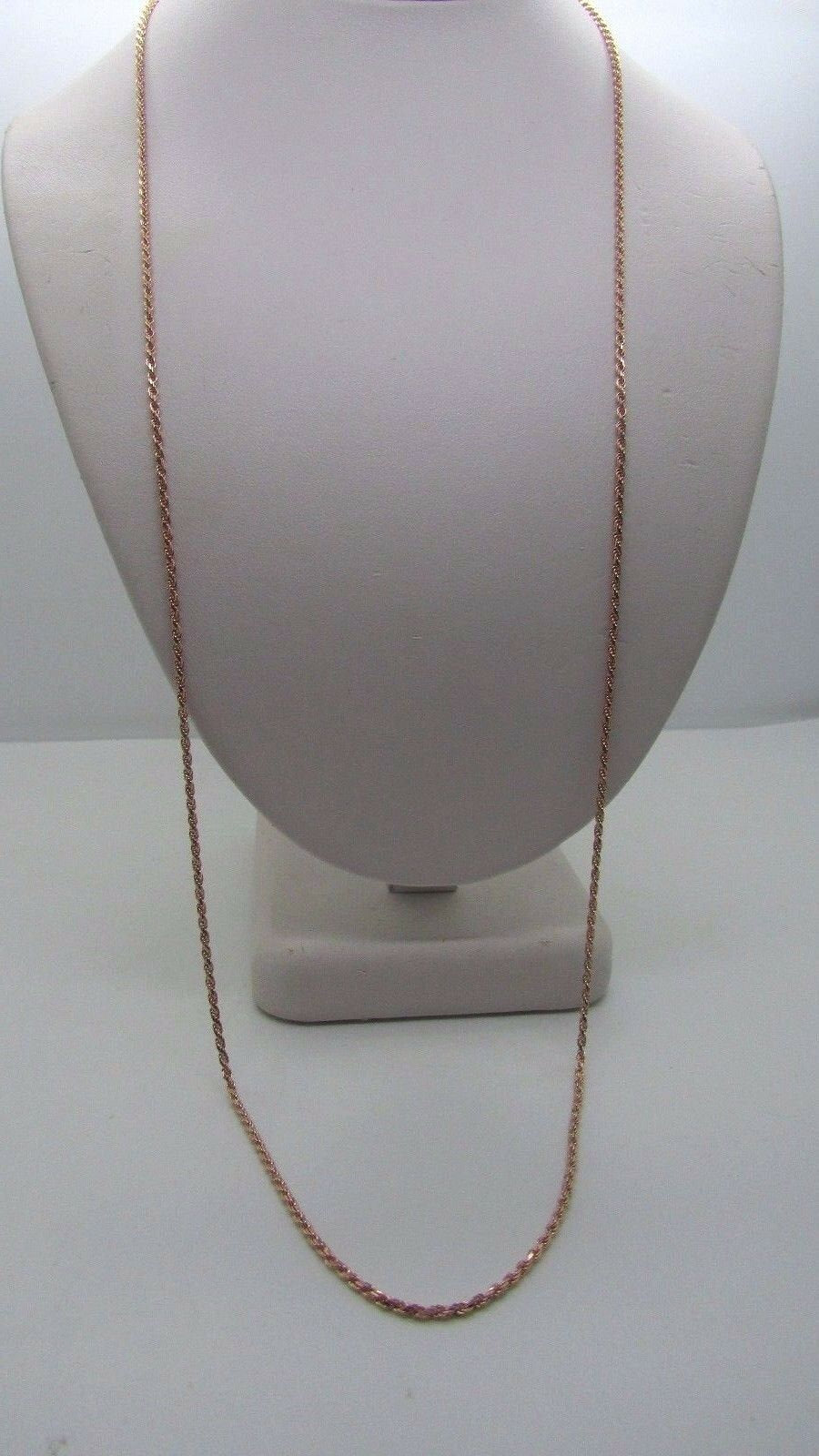 14K Rose Gold Diamond Cut 24 Inches Rope Chain 5.2 Grams 1.5 Mm Made In Italy