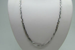 14K White Gold Braided Serpentine Chain 16 Inches 7.3 Grams Made In Italy