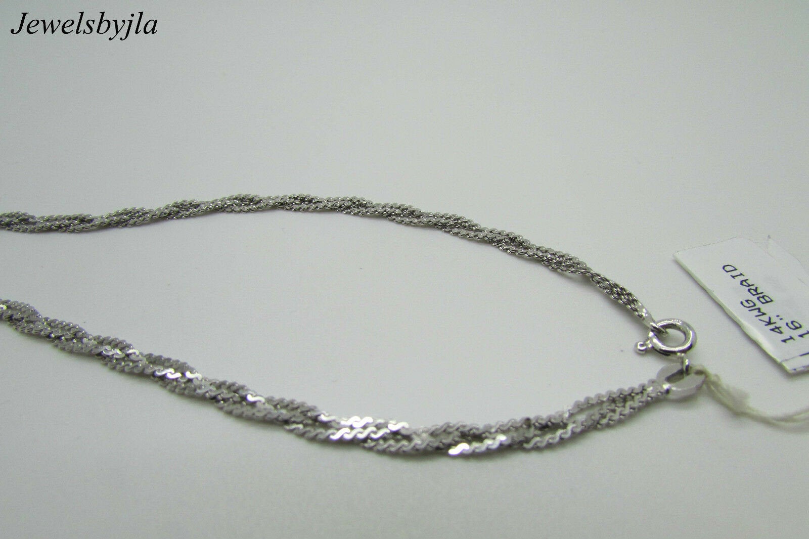 14K White Gold Braided Serpentine Chain 16 Inches 7.3 Grams Made In Italy