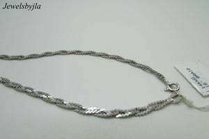 14K White Gold Braided Serpentine Chain 16 Inches 7.3 Grams Made In Italy