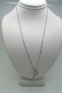 14K White Gold Pretty Diamond Heart Key Lock Pendant/Charm With Chain 3.2 Grams