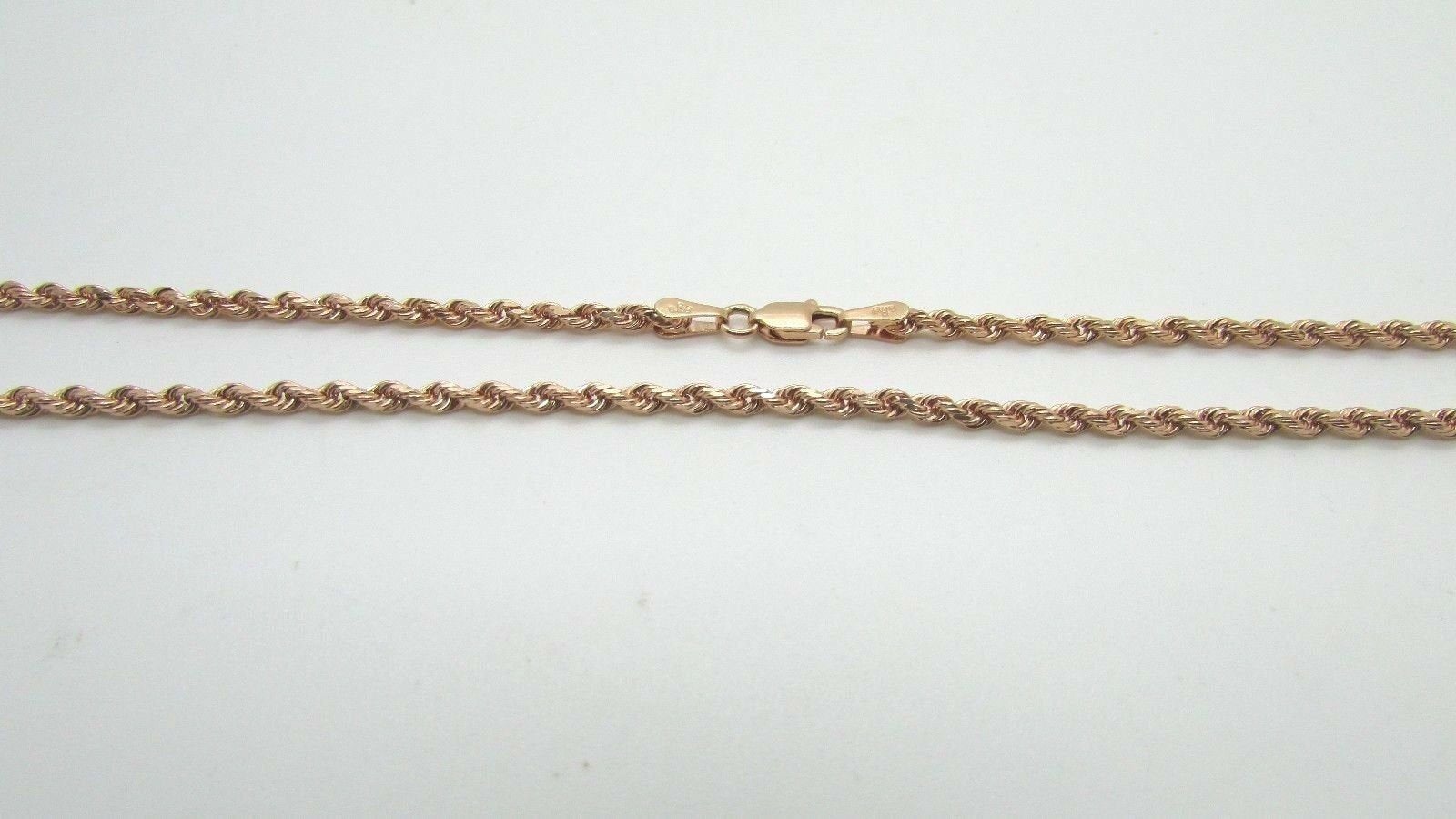 14K Pretty Rose Gold Diamond Cut 26 Inches Rope Chain 12.1 Grams