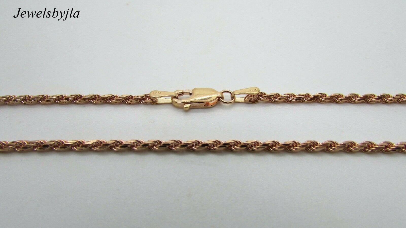 14K Rose Gold Diamond Cut 30 Inches Rope Chain 6.3 Grams 1.5 Mm Made In Italy.
