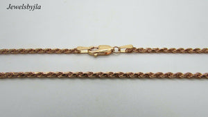 14K Rose Gold Diamond Cut 30 Inches Rope Chain 6.3 Grams 1.5 Mm Made In Italy.