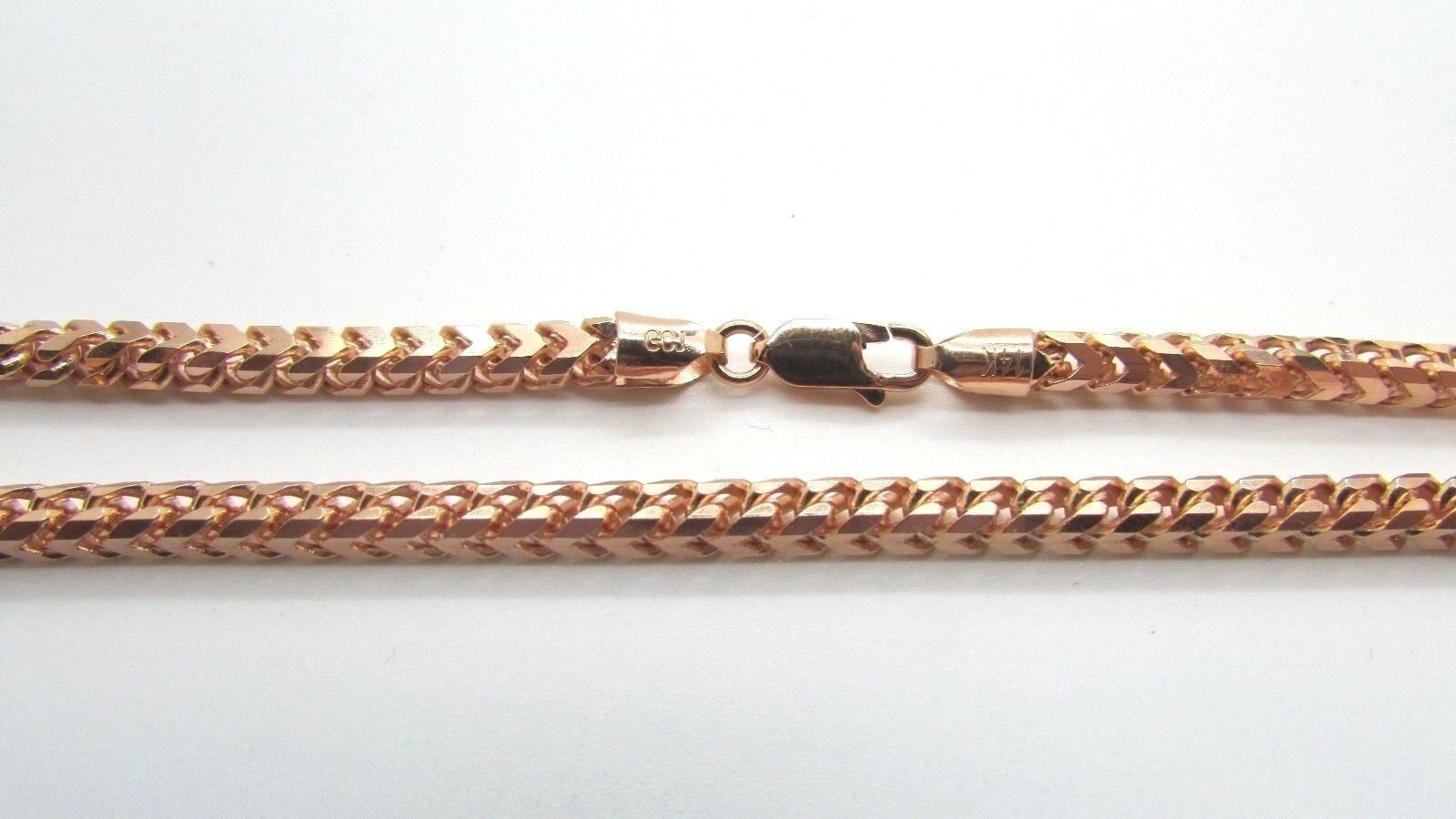14K Rose Gold Square Wheat Chain 26 Inches 57.6 Grams 4.5 Mm Wide