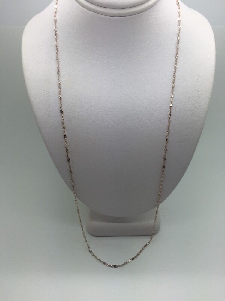 14K Two Tone Diamond Cut 22 Inches Shiny Flat Disc Chain 2.7 Grams
