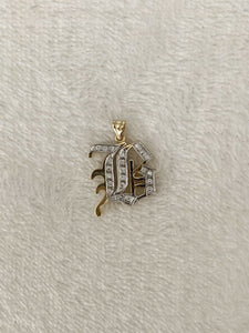 14K Yellow Gold Old English Large Initial B Pendant Gothic Style With 0.33 Cts Diamonds On Sale!