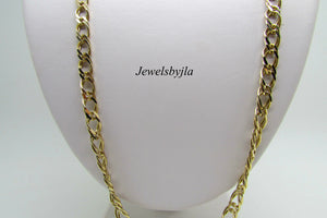 14K Pretty Yellow Gold Diamond Cut Wide Link Chain 18 Inches 17 Grams Italy.