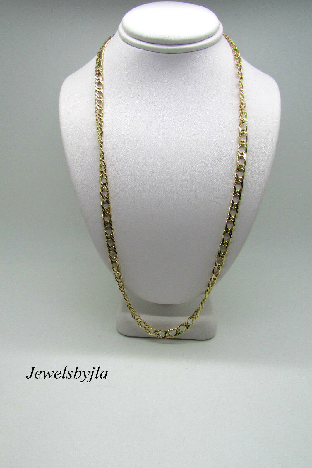 14K Pretty Yellow Gold Diamond Cut Wide Link Chain 18 Inches 17 Grams Italy.