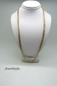 14K Pretty Yellow Gold Diamond Cut Wide Link Chain 18 Inches 17 Grams Italy.