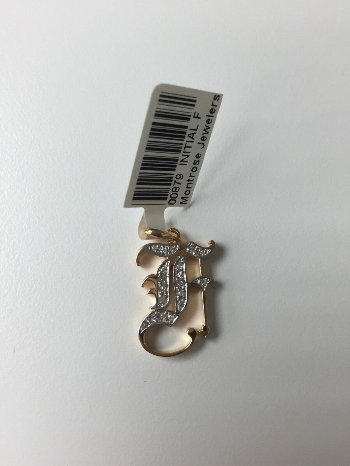 14K Yellow Gold Old English Large Initial F Pendant Gothic Style With 0.15 Cts Diamonds On Sale!