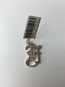 14K Yellow Gold Old English Large Initial F Pendant Gothic Style With 0.15 Cts Diamonds On Sale!
