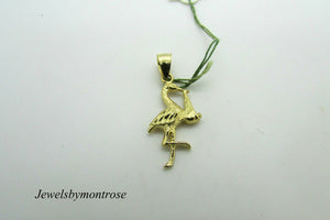 14K Solid Yellow Gold Stork Bird Charm/Pendant 1.5 Grams