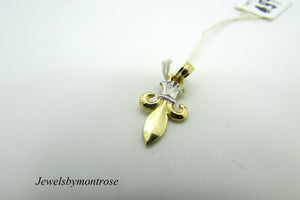 14K Two Tone Pretty Sword Charm/Pendant 0.7 Grams