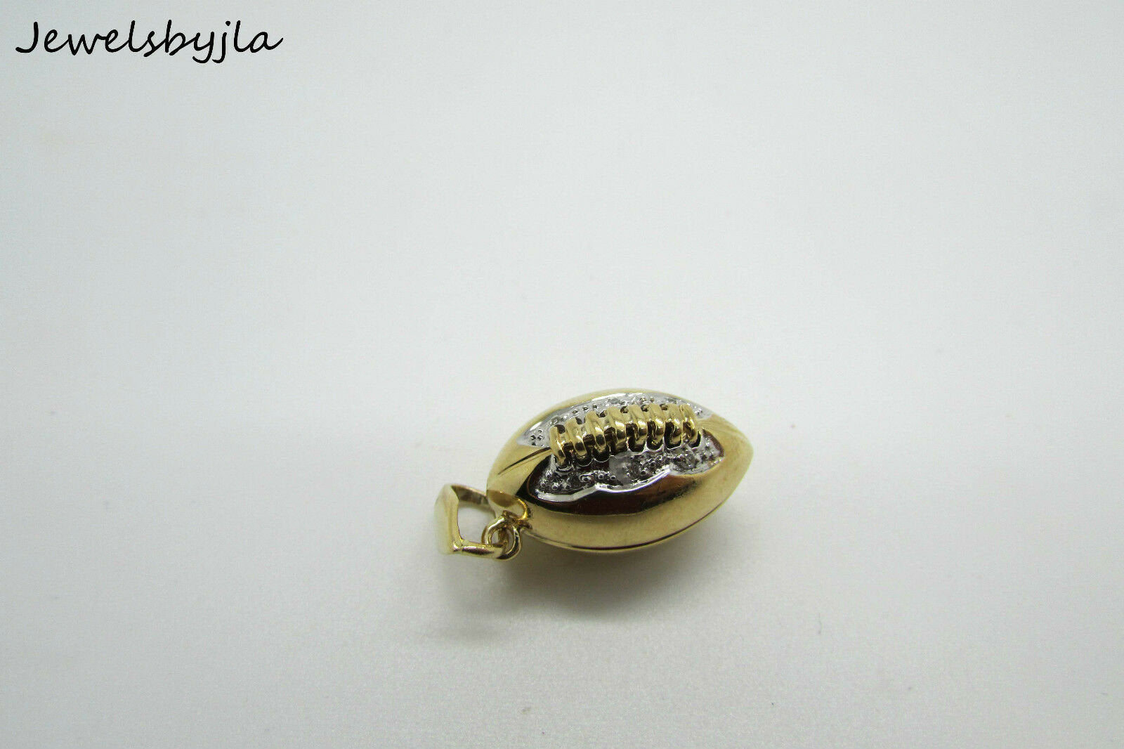 14K Yellow Gold Football Pendant/Charm With Diamonds .05 Cts 5 Grams