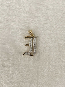 14K Yellow Gold Old English Gothic Style Medium Size Initial I Pendant With 0.20 Cts Diamonds On Sale!
