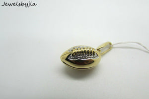 14K Yellow Gold Football Pendant/Charm With Diamonds .05 Cts 5 Grams