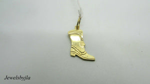 14K Yellow Gold Cute And Detailed Cowboy Boot Charm/Pendant 1 Gram